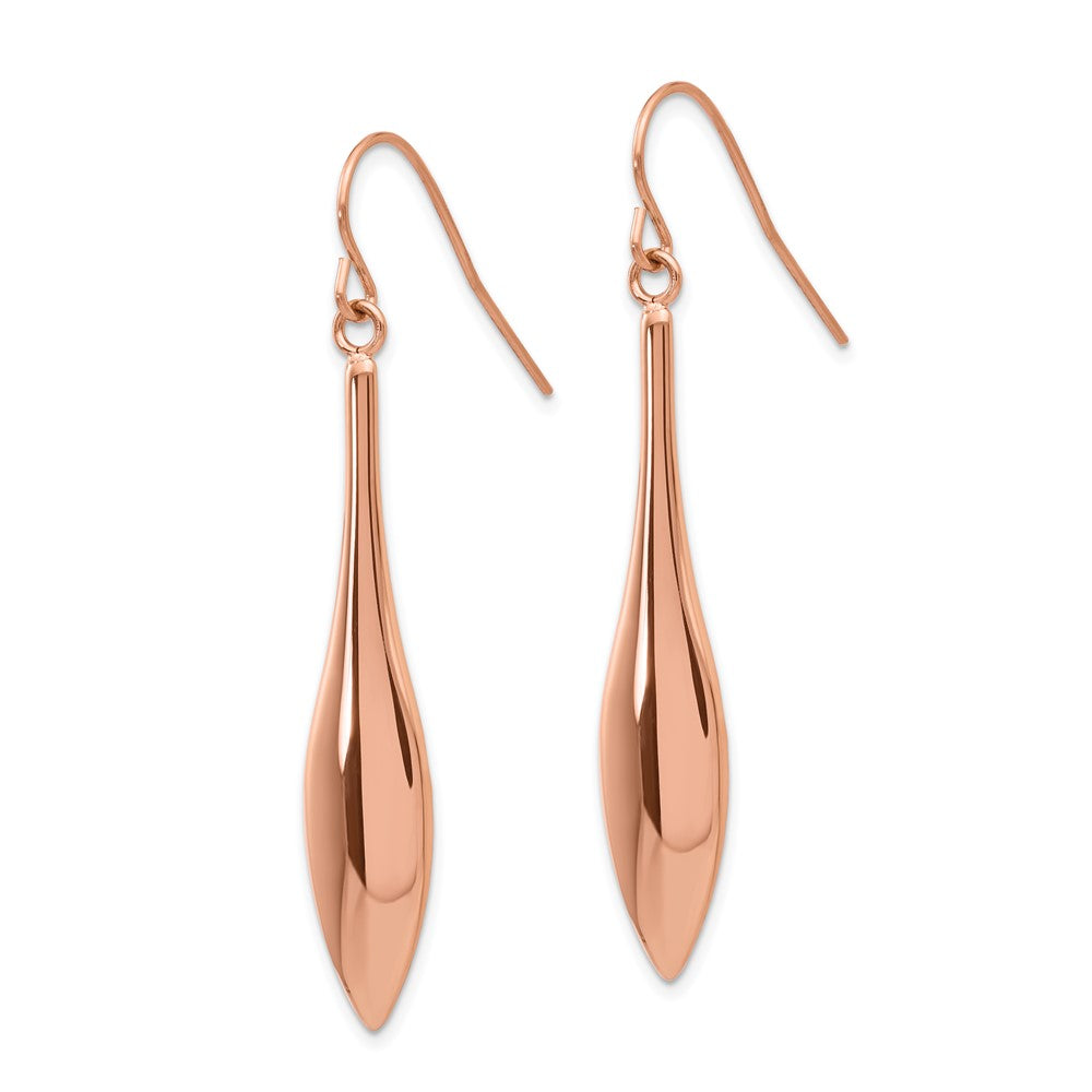 Stainless Steel Polished Rose IP-plated Dangle Shepherd Hook Earrings