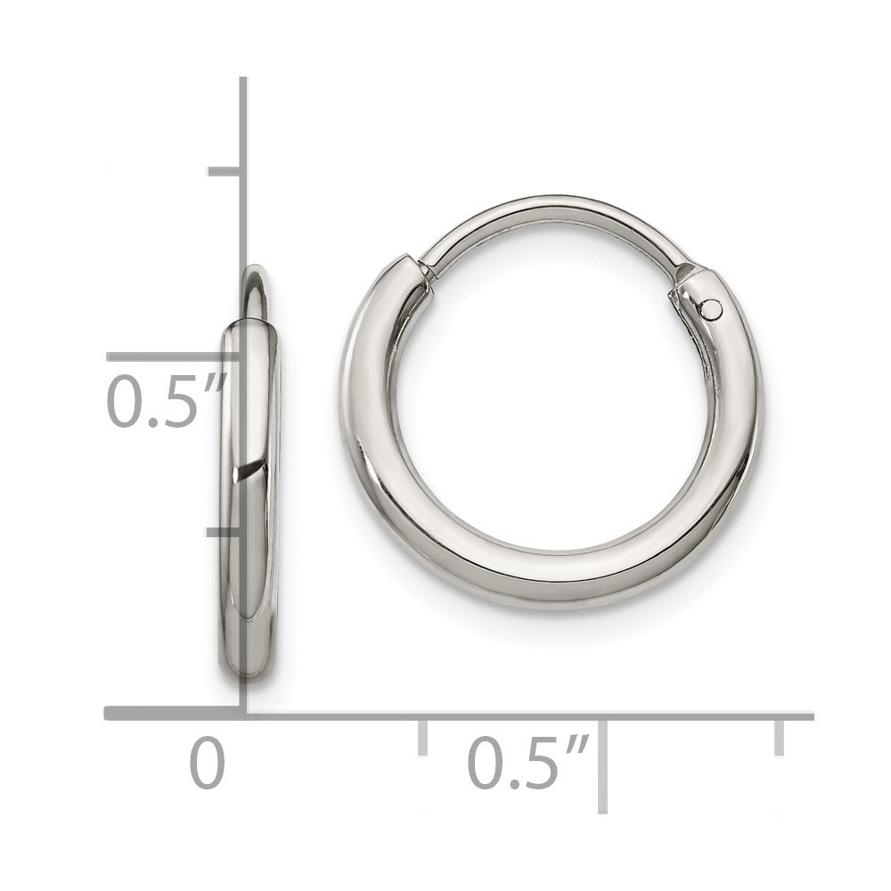 Stainless Steel Polished 2mm Endless Hoop Earrings
