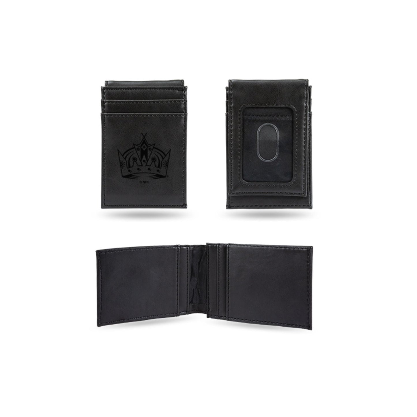 Rico Industries Hockey Los Angeles Kings Black Laser Engraved Front Pocket Wallet - Compact/Comfortable/Slim