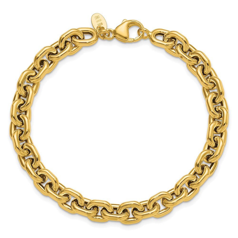 14K Polished 7.0mm Flat Edge Cable Link Bracelet 7.5  inches
