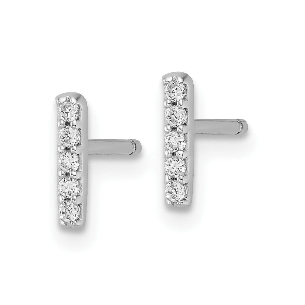 Cheryl M Sterling Silver Rhodium-plated Polished Letter I CZ Initial Post Earrings