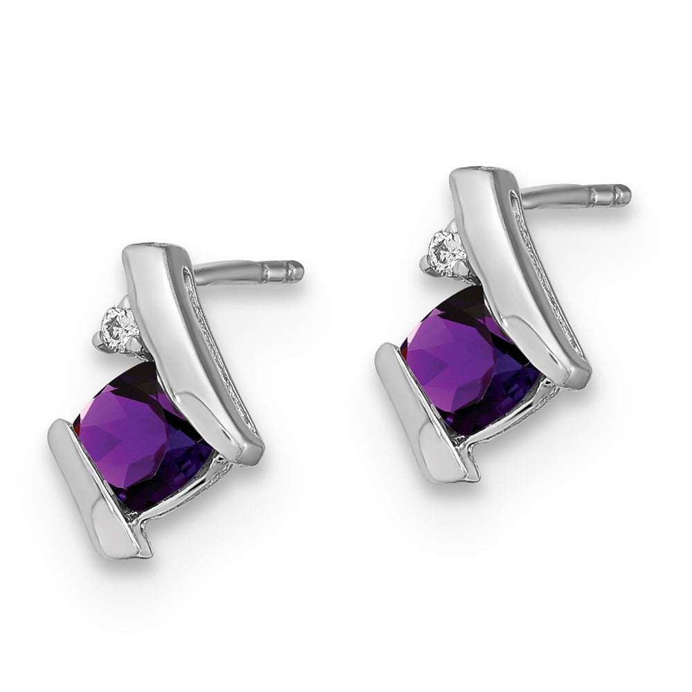Sterling Silver Amethyst & Diamond Earrings