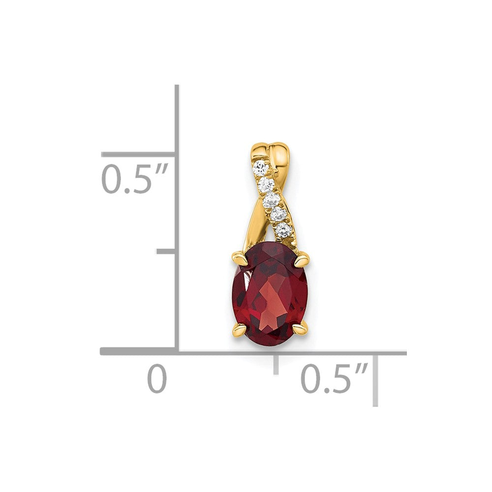 14K Oval Garnet and Diamond Pendant