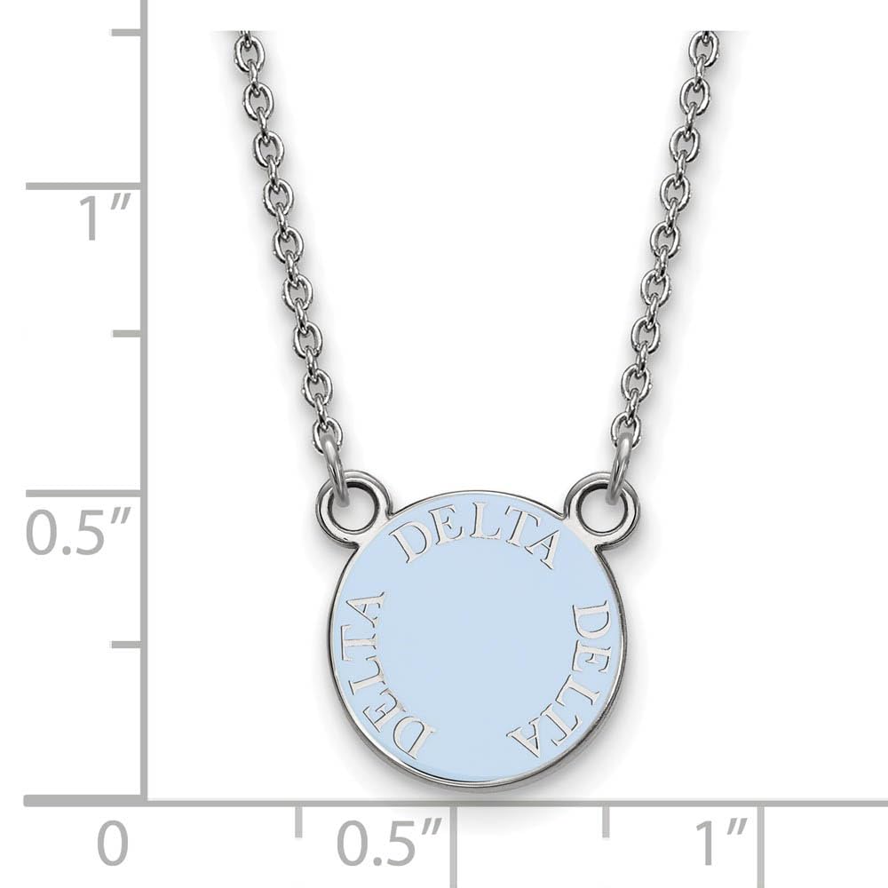 Sterling Silver 18in Official Licensed Greek Sororities Delta Delta Delta (???) XS Enamel Pendant w/Necklace