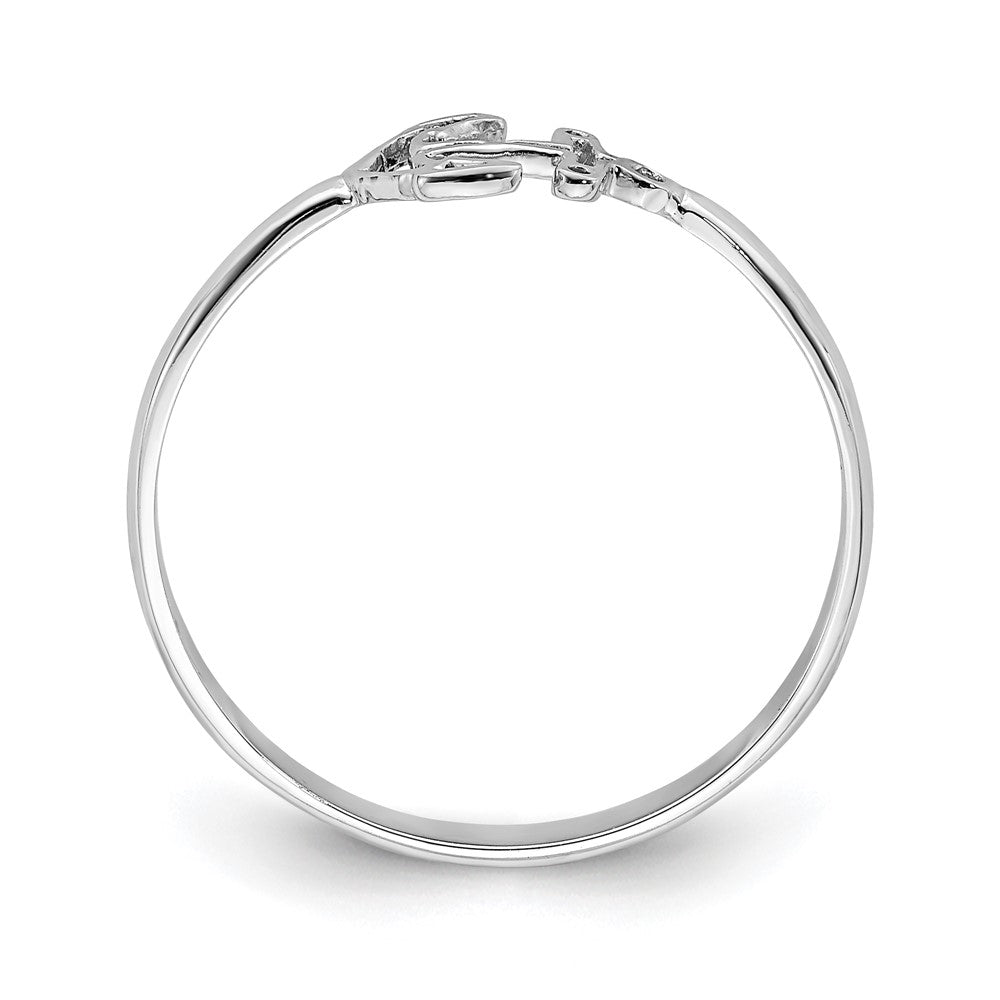 14K White Polished Anchor Ring Size 7