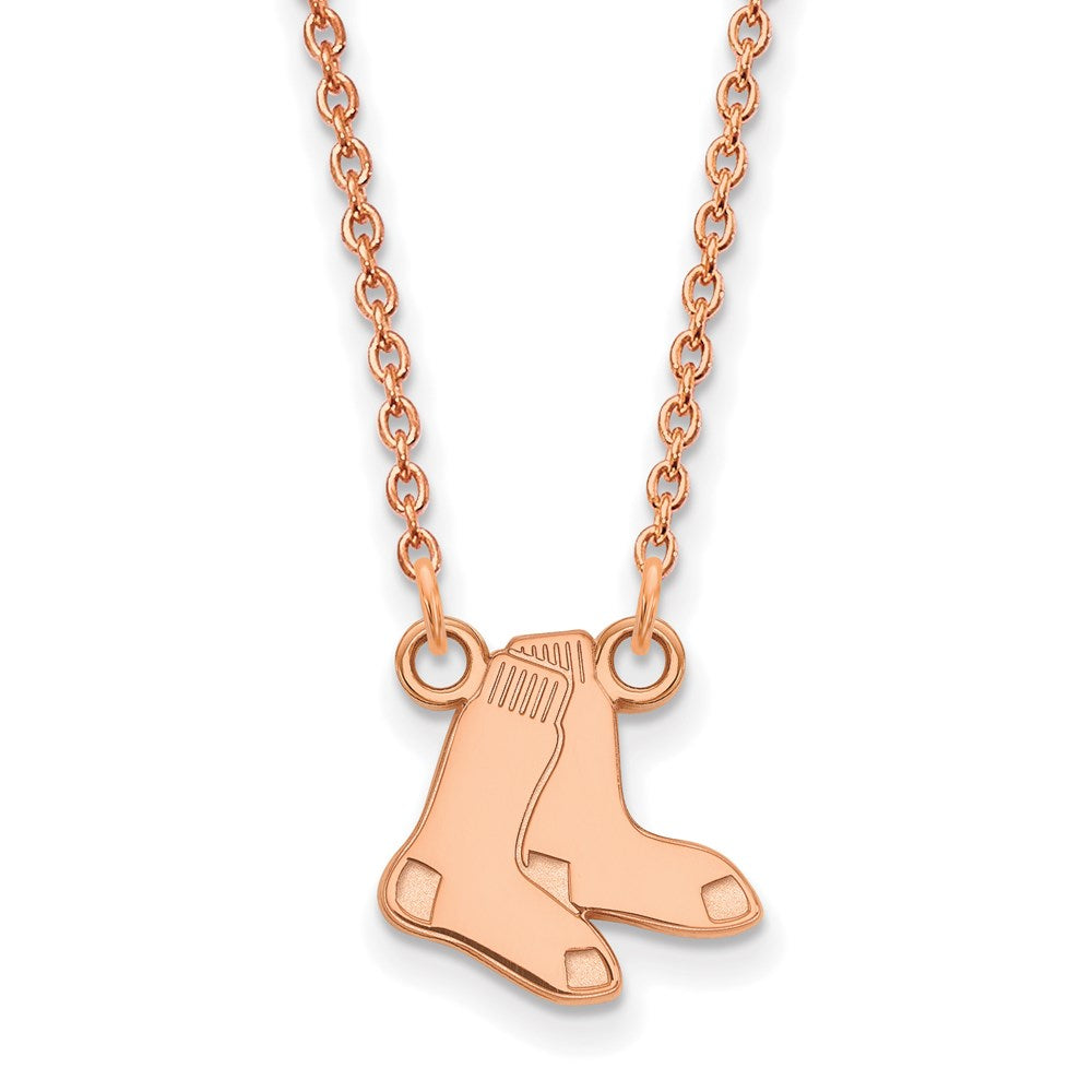 Sterling Silver Rose Gold-plated MLB LogoArt Boston Red Sox Small Pendant w