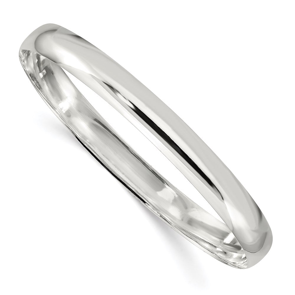 Sterling Silver 7mm Solid Polished Plain Slip-On Bangle Bracelet 7.25 inches