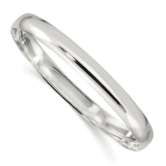 Sterling Silver 7mm Solid Polished Plain Slip-On Bangle Bracelet 7.25 inches
