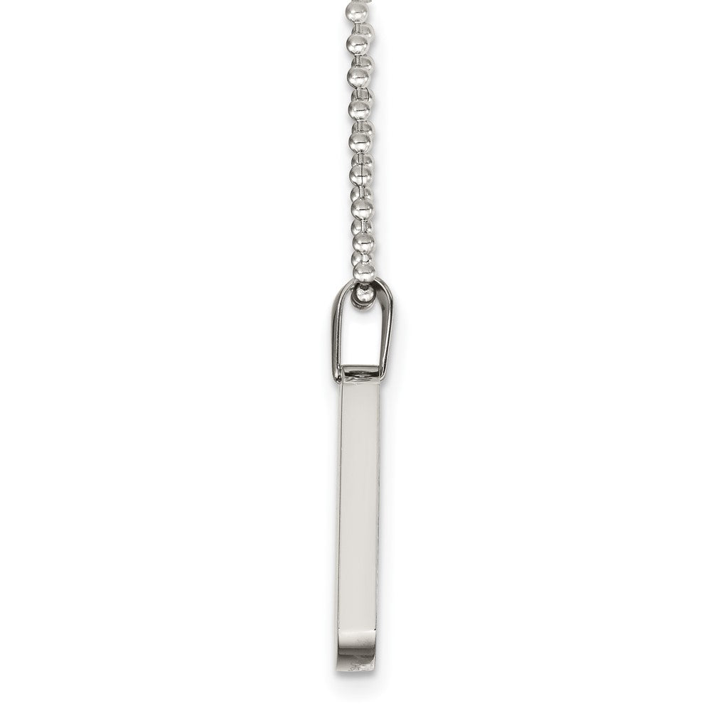 Stainless Steel Brushed & Polished 4mm Reversible Dog Tag 24in Necklace