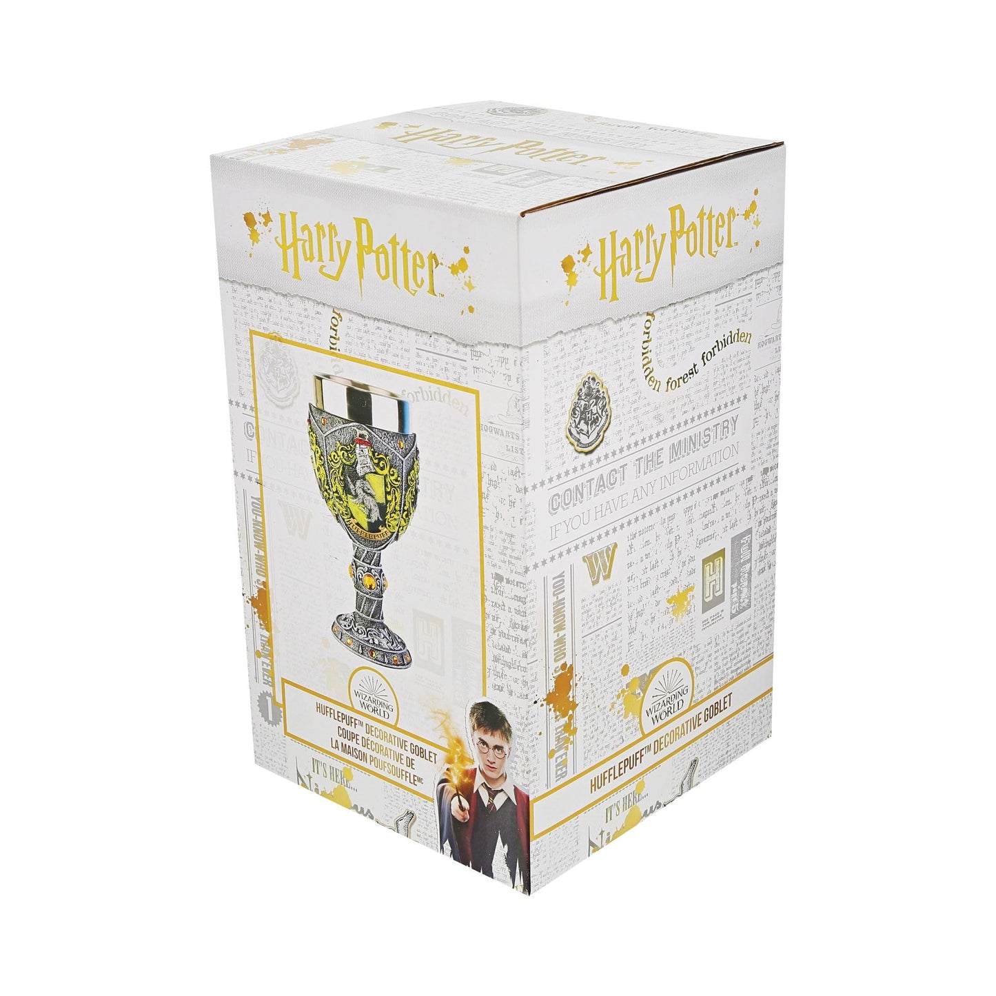 Wizarding World of Harry Potter Hufflepuff Decorative Resin Stainless Steel Goblet 7in H
