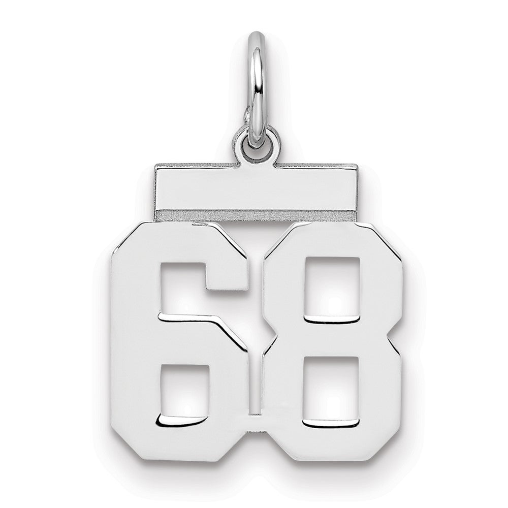 Sterling Silver/Rhodium-plated Polished Number 68 Charm