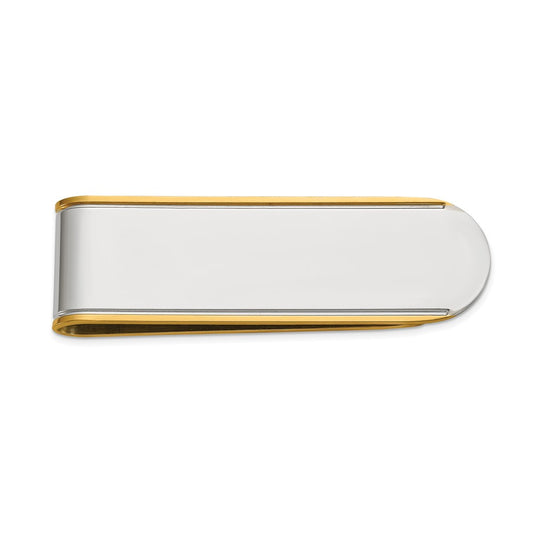 Chisel Stainless Steel Polished with Yellow IP-plated Edges Money Clip