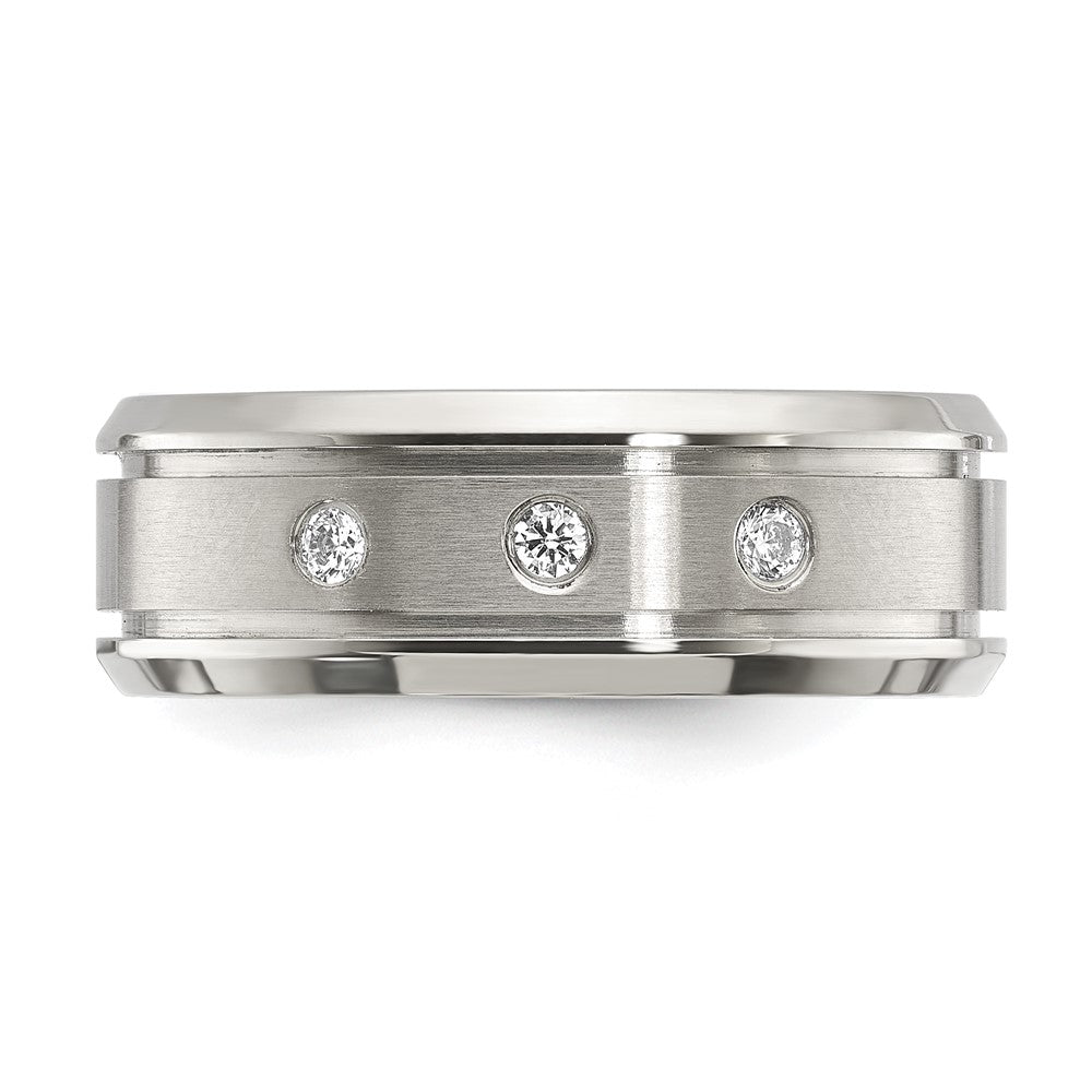 Chisel Titanium Polished with CZ 8mm Band Size - 8