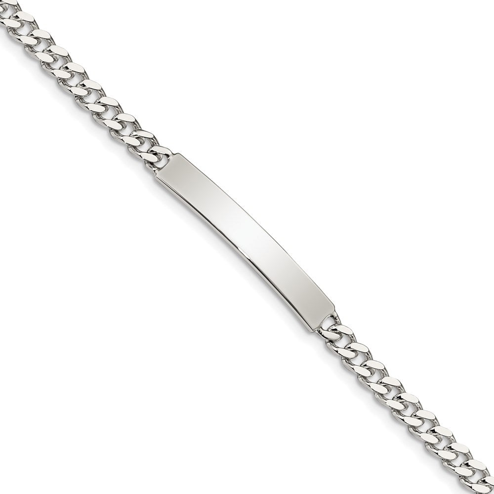 Sterling Silver 8inch Polished Engraveable Curb Link ID Bracelet 8 inches