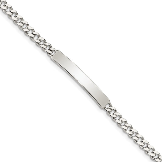 Sterling Silver 8inch Polished Engraveable Curb Link ID Bracelet 8 inches
