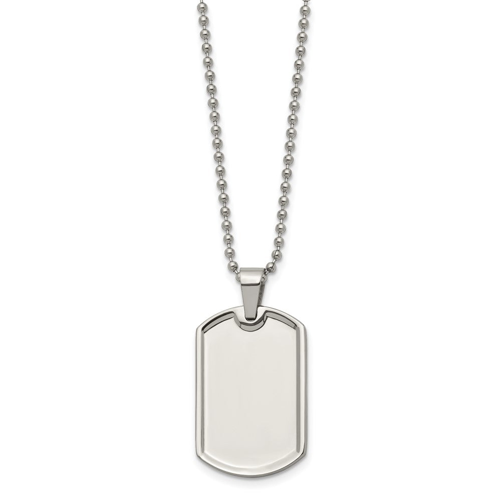 Stainless Steel Polished 20in Dog Tag Necklace