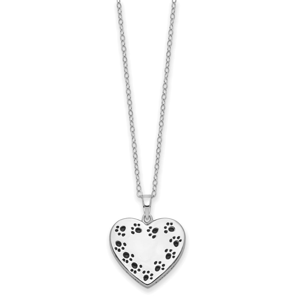 Sentimental Expressions Sterling Silver Rhodium-plated Antiqued Love Never Ends Pet Ash Holder 18 Inch Necklace 18 Inches