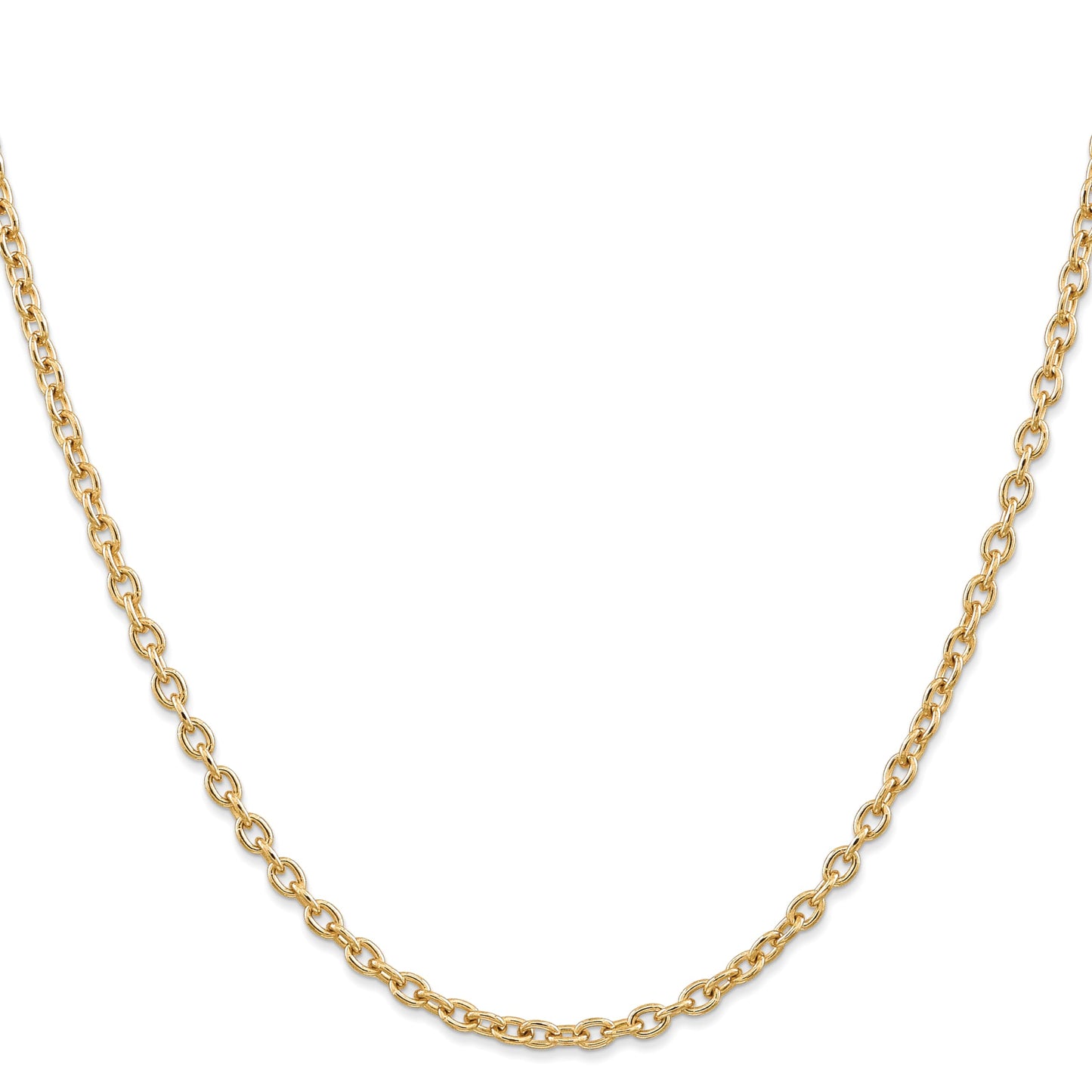 14K 18 inch 3.2mm Round Open Link Cable with Lobster Clasp Chain