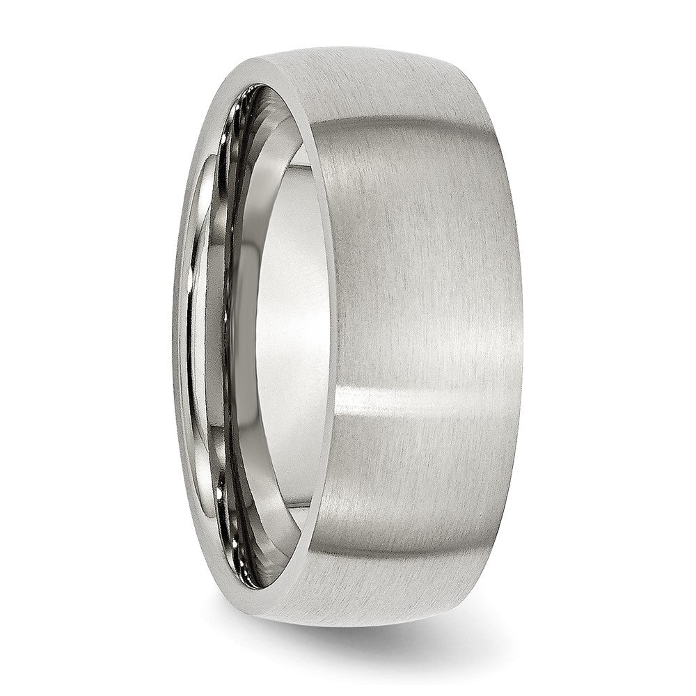 Stainless Steel Brushed 8mm Half Round Band Size - 7.5