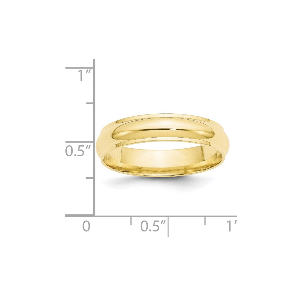 10k Yellow Gold 5mm Half Round with Edge Wedding Band Size 10