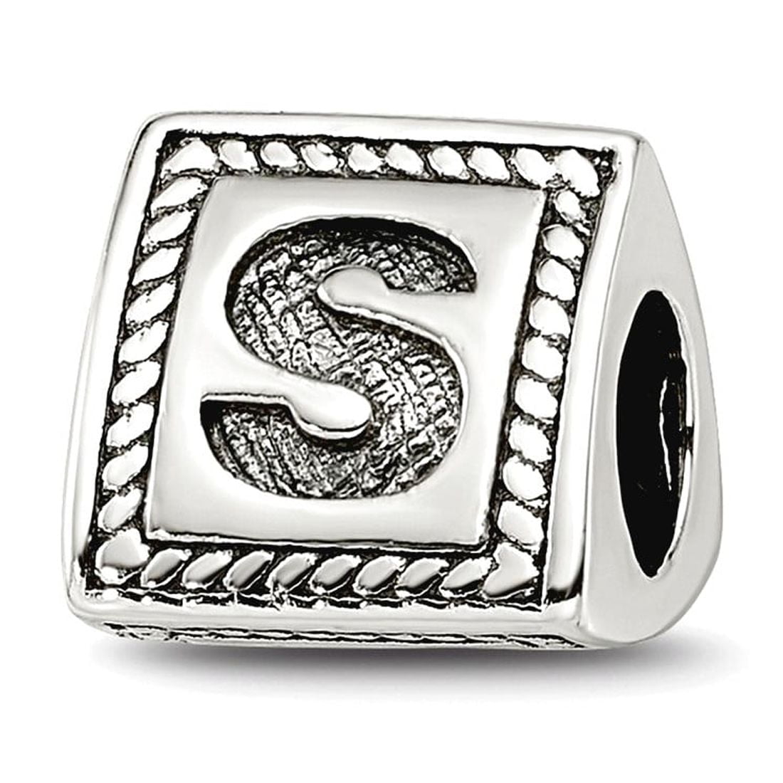 Reflection Beads QRS1429S Sterling Silver Letter S Triangle Block Bead