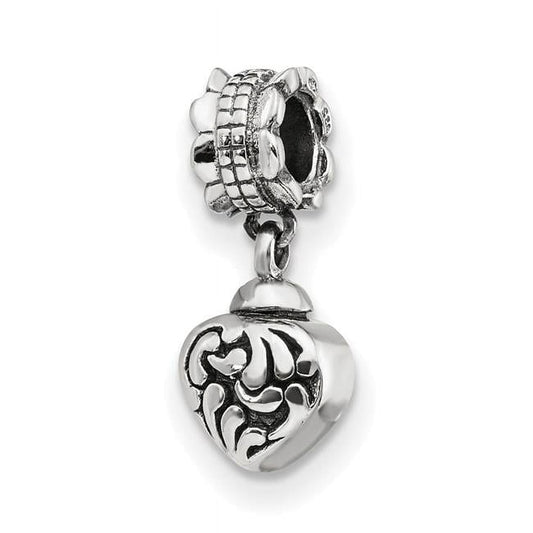 The Black Bow Sterling Silver Heart Ash Holder Bead Charm