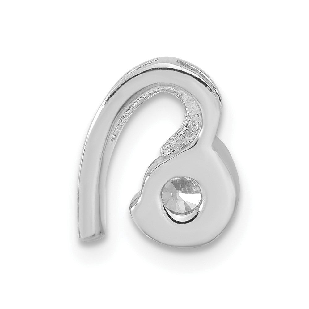 Sterling Silver Rhodium Plated CZ Heart Pendant Slide