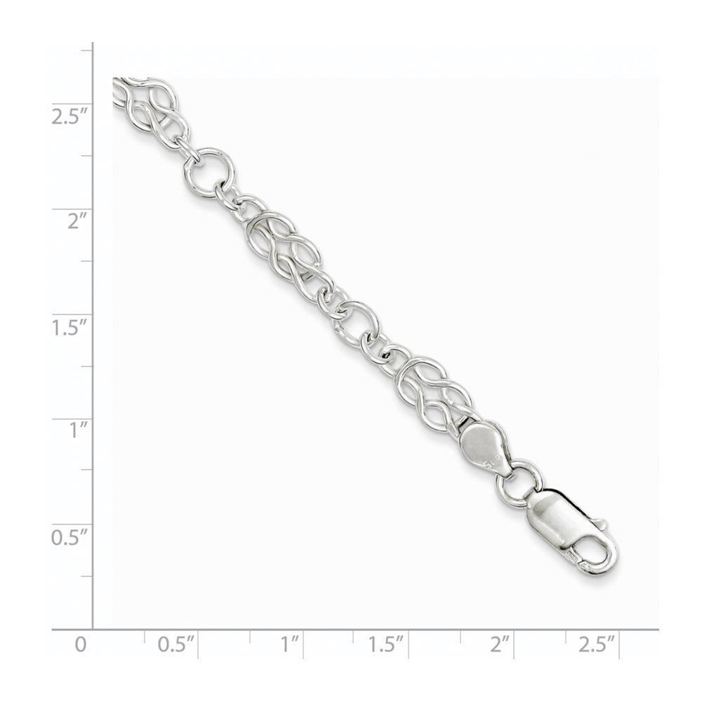 Sterling Silver 7.5inch Polished Fancy Knot-Link Bracelet 7.5 inches