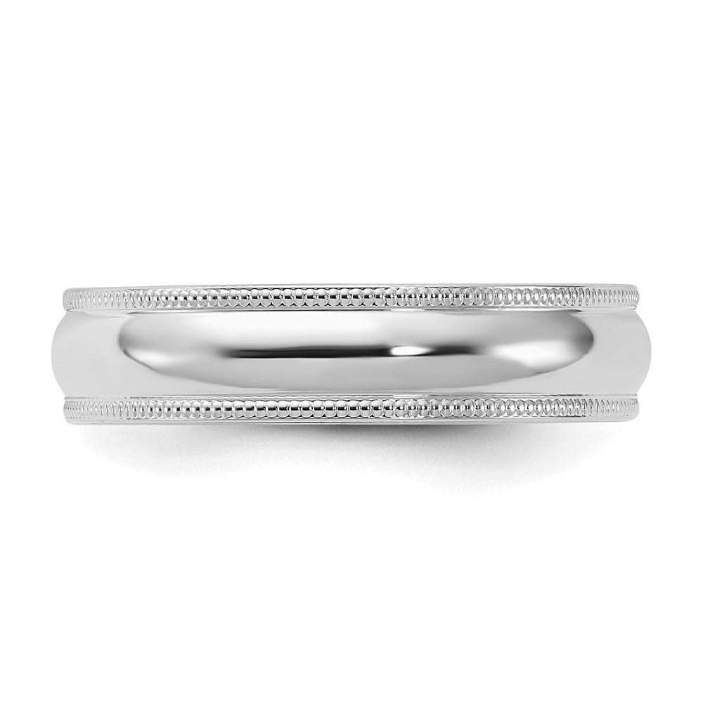 Sterling Silver Rhodium-plated 5mm Comfort Fit Milgrain Size 10.5 Band