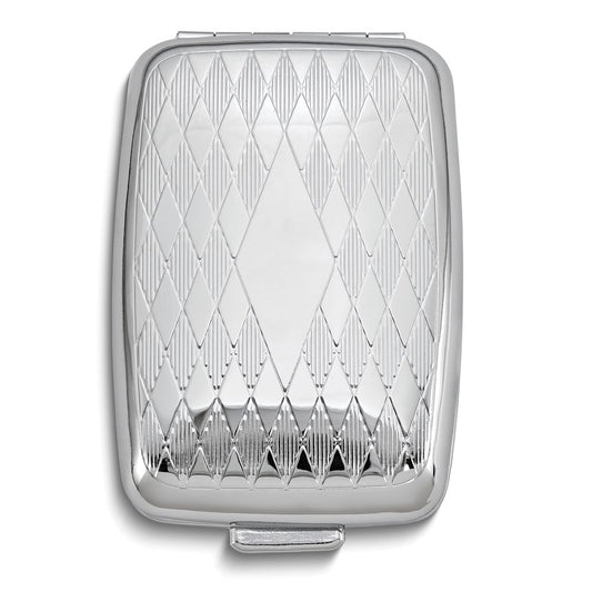 Silver-tone Rectangle Diamond Shapes 2-Section Pillbox QGM12409