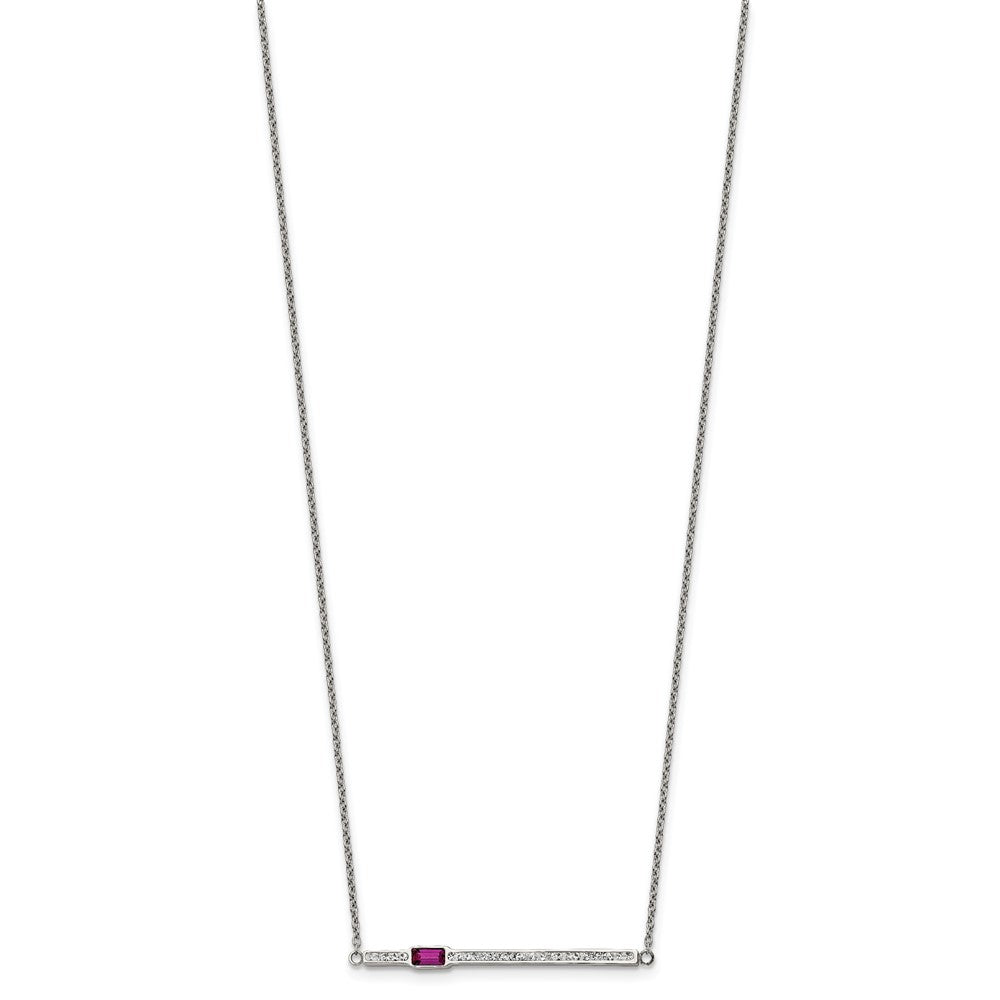 Stainless Steel Polished Preciosa & Red Glass w/2.75in ext. Necklace