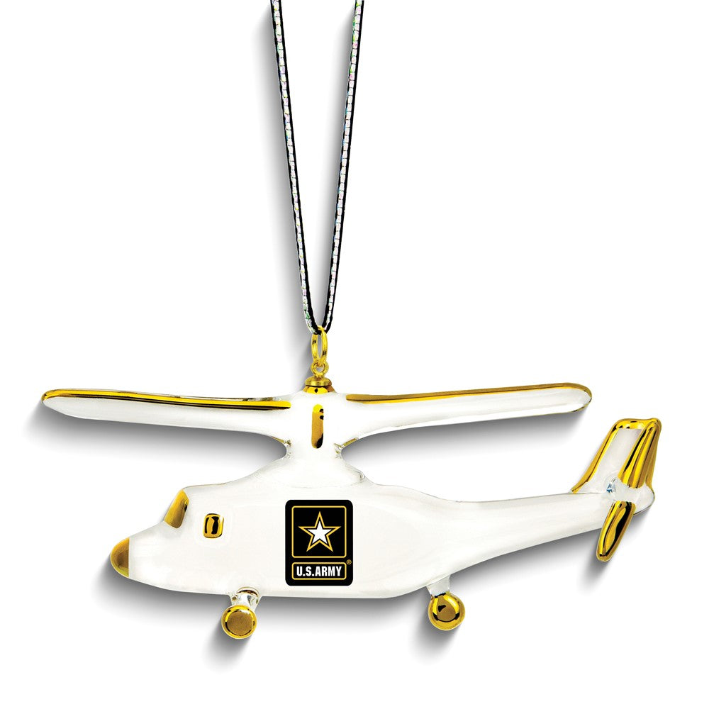 Glass Baron US Army Logo Helicopter Glass Ornament