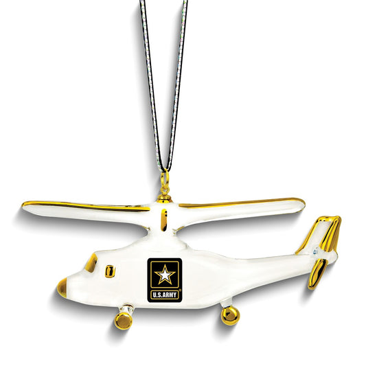 Glass Baron US Army Logo Helicopter Glass Ornament