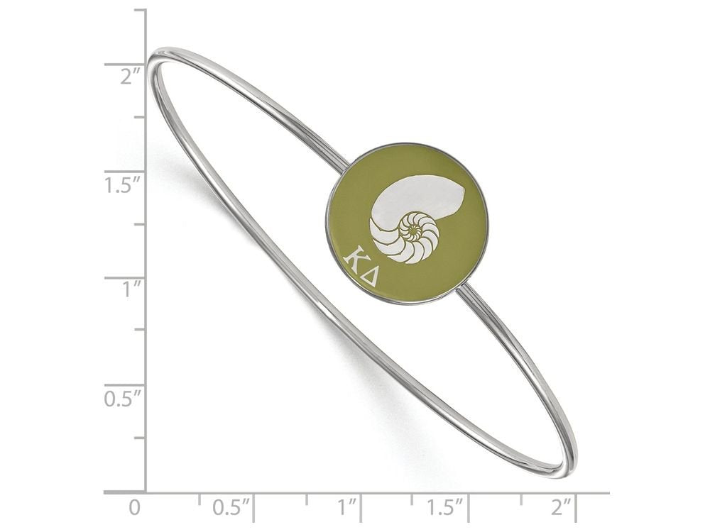 LogoArt Sterling Silver Rhodium-plated Kappa Delta Enameled Slip-on Bangle