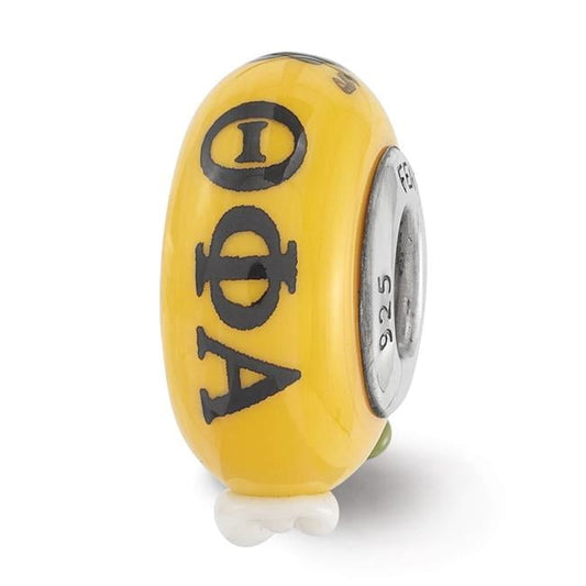 Finest Gold Sterling Silver Reflections Hand Painted Theta Phi Alpha Fenton Glass Bead