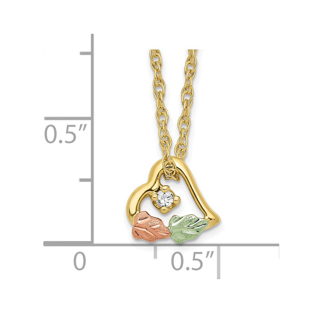 10K Tri-color w/12K Accents Diamond Black Hills Gold Necklace