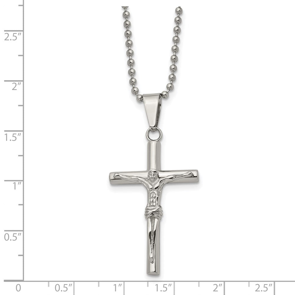 Stainless Steel Polished Crucifix 22in Necklace