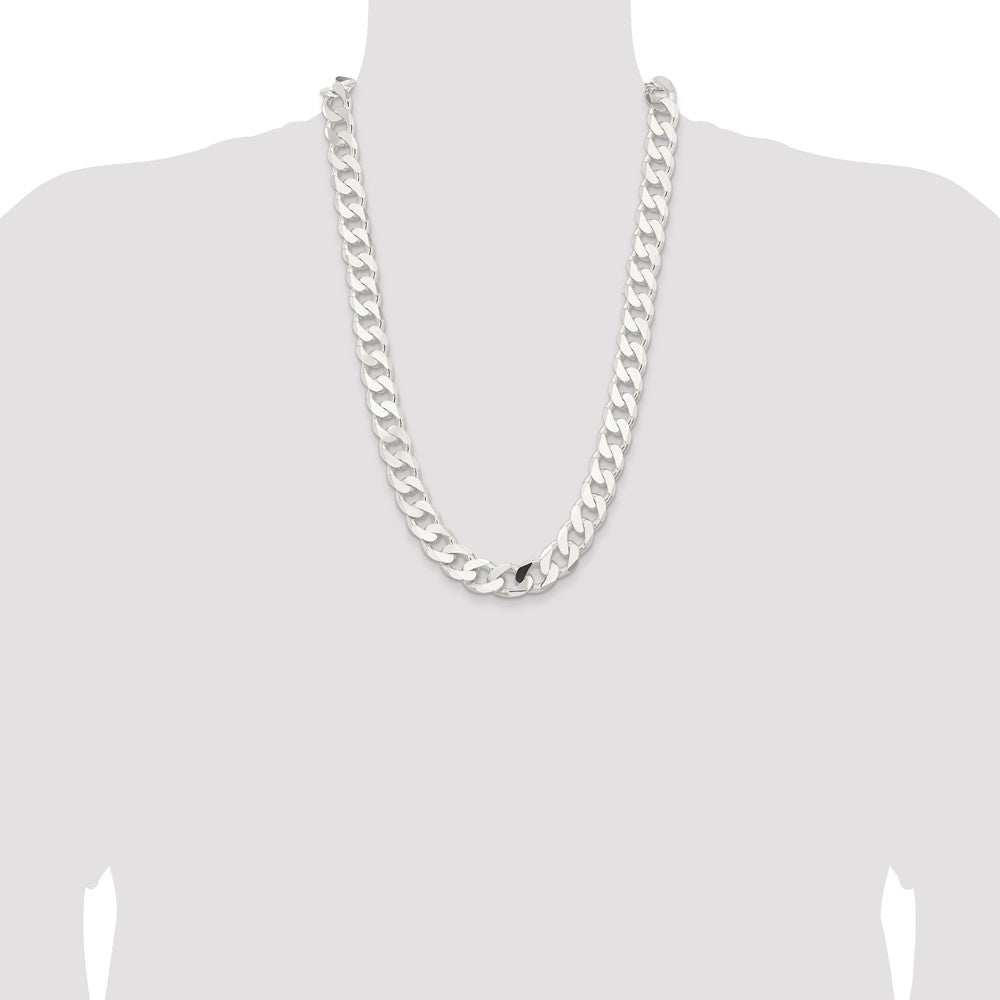 Sterling Silver 14.5mm Curb Chain 26 Inches