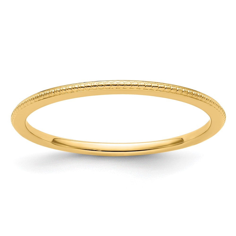 10K Yellow Gold 1.2mm Beaded Stackable Band Size 5