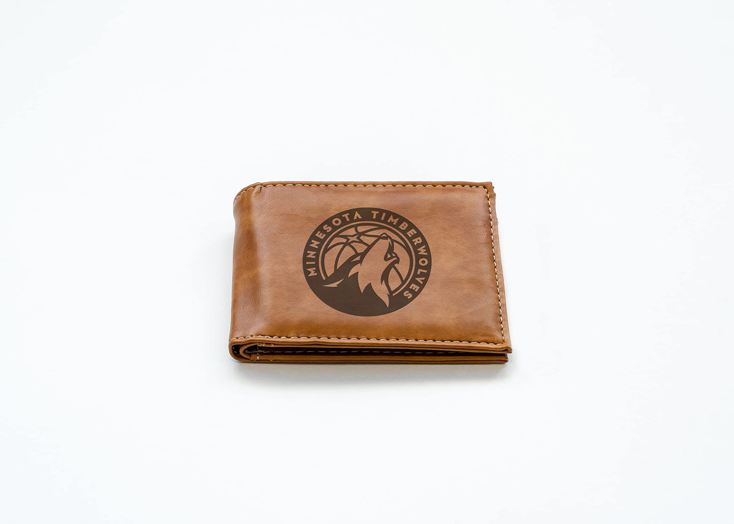 Minnesota NBA Timberwolves Laser Engraved Brown Billfold Wallet
