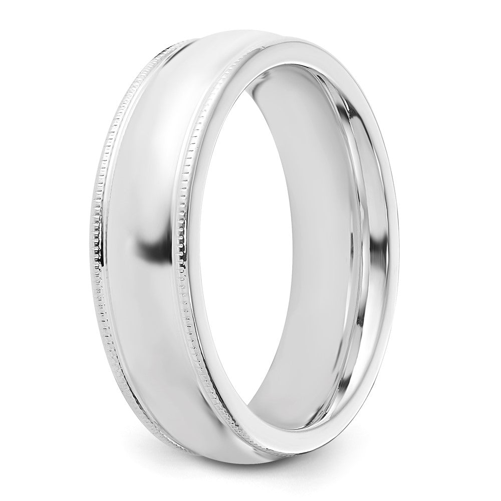 Sterling Silver 6mm Comfort Fit Half Round Milgrain Size 7 Band