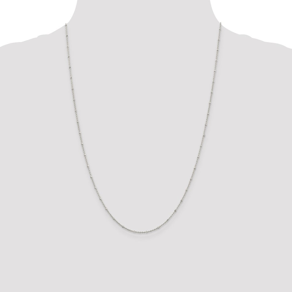 Sterling Silver 1.25mm Rolo with Beads Chain 24 Inches