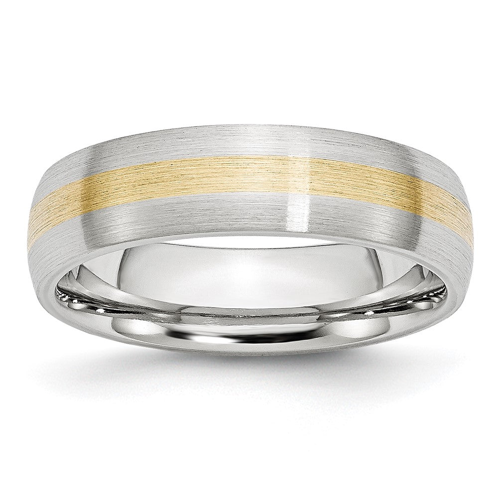 Cobalt 14k Gold Inlay Satin 6mm Band Size - 12.5