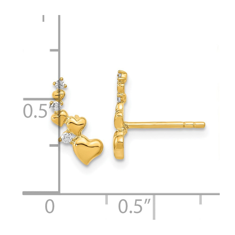 14K Polished Heart CZ Post Earrings