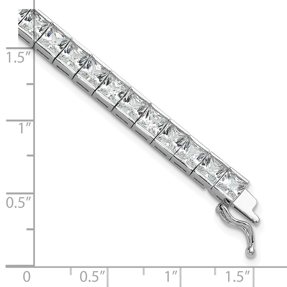 Sterling Silver Rhodium Plated CZ 47 Stone 8in Bracelet 8 inches