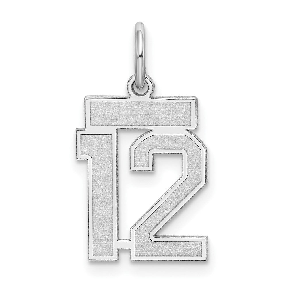 Sterling Silver/Rhodium-plated Satin Number 12 Charm