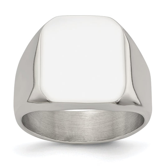 Stainless Steel Polished Signet Ring Size - 10