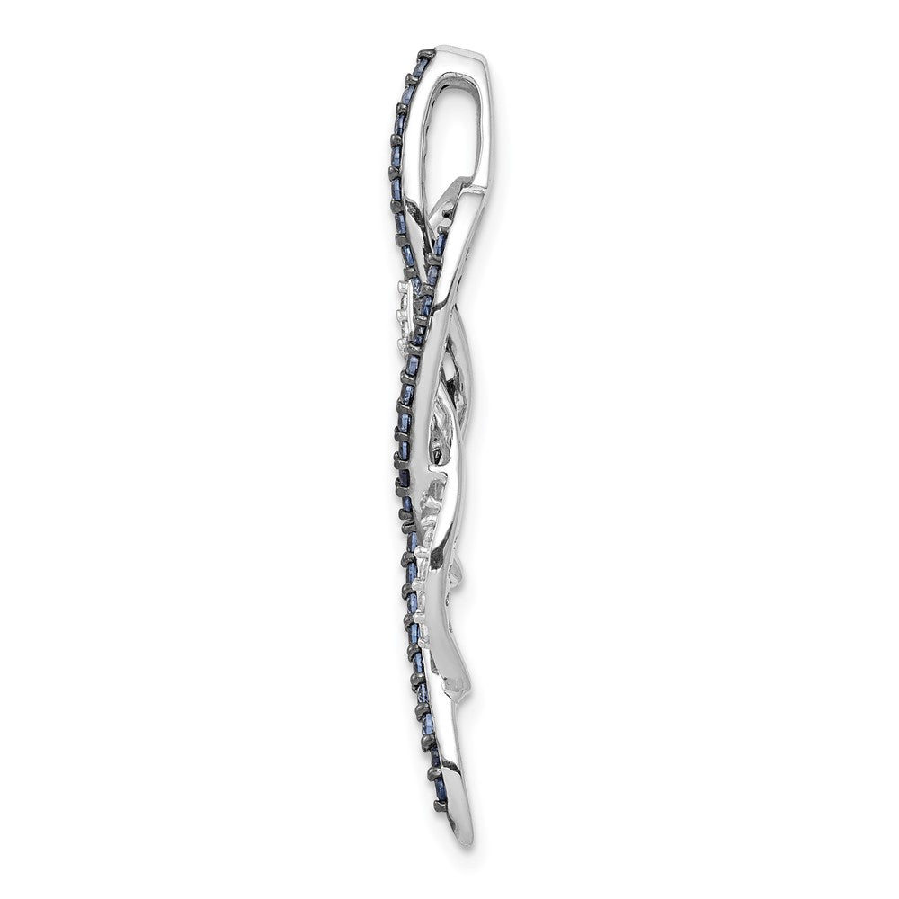 14k White Gold 1/3ct. Blue and White Diamond Fancy Chain Slide
