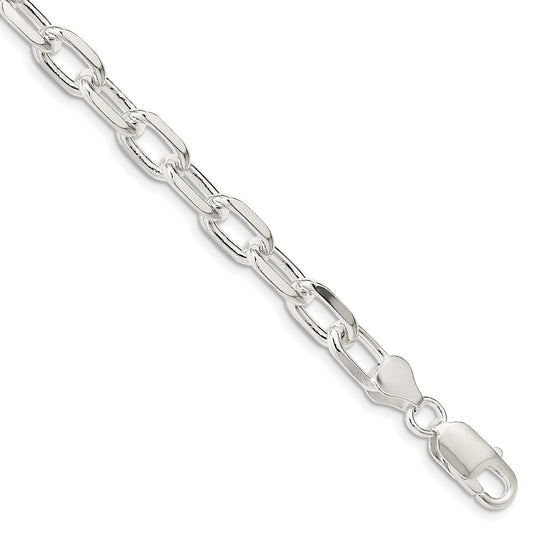 Sterling Silver 7.5mm Diamond-cut Long Link Cable Chain 9 inches