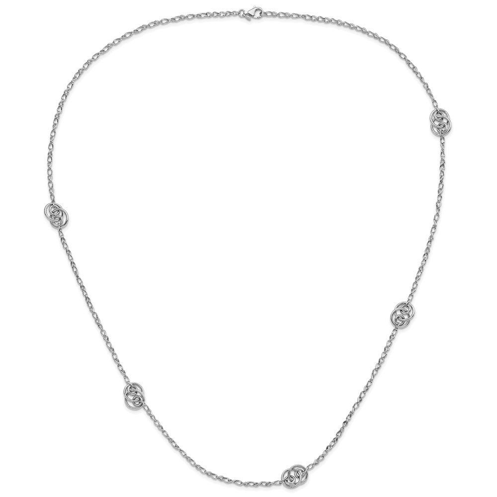Sterling Silver Rhodium-plated Oval Link Necklace